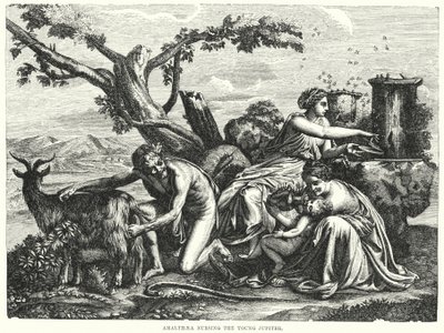 Amalthaea Nursing the Young Jupiter by Nicolas Poussin